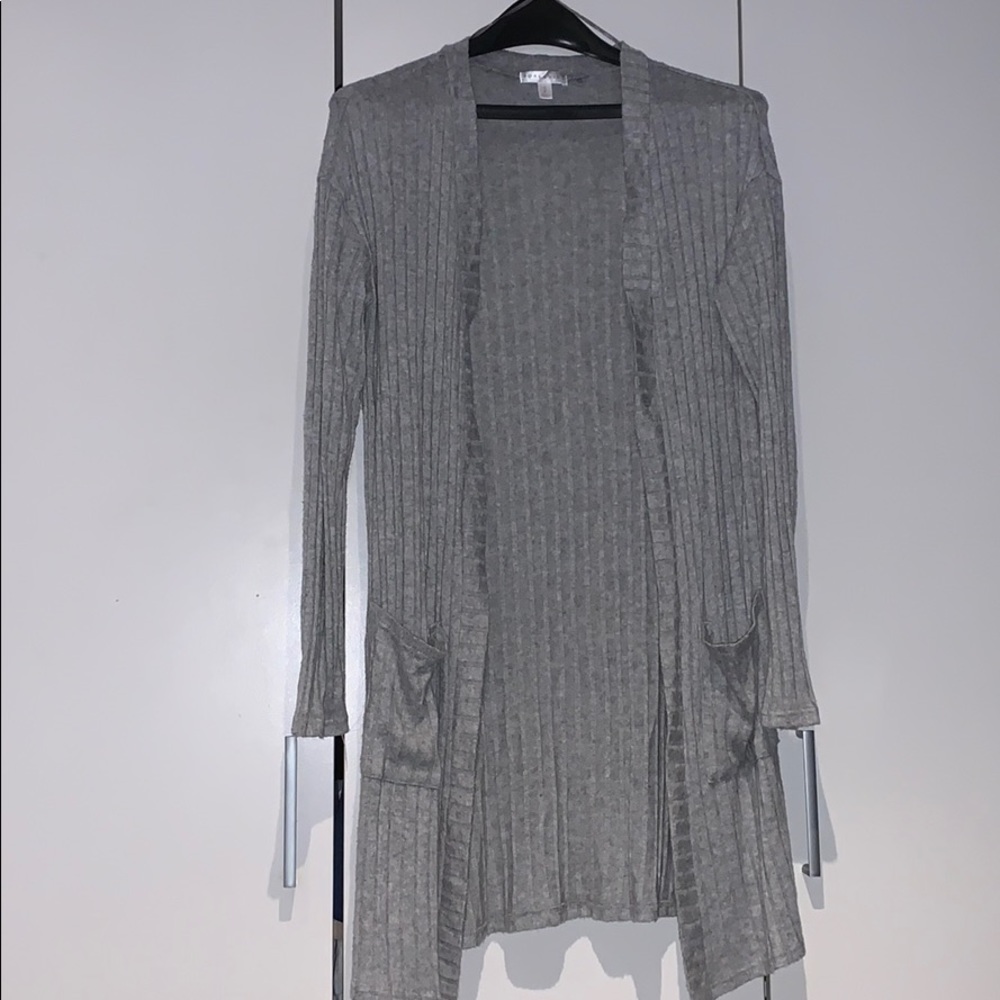 Long Rose + Vine Light Grey Cardigan